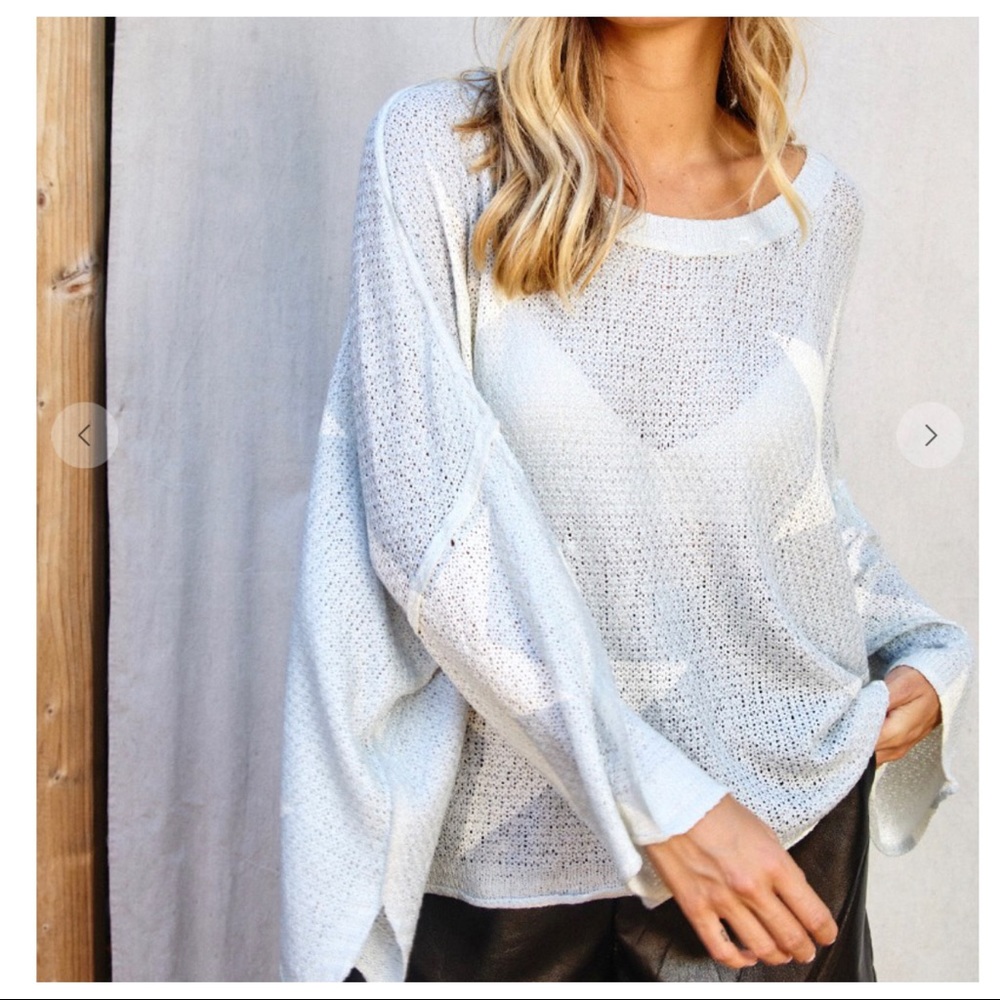 #11 Ice Blue Star Print LightWeight Dolman Sweater - Picture 3 of 7
